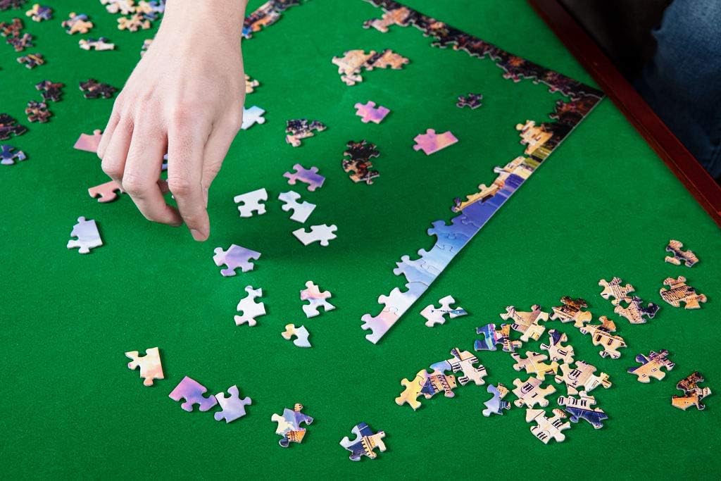 Jigsaw Puzzle Spinner Table for Adults & Kids | 34" x 34" Felt Top | Puzzle Accessories | Swivel System with Wooden Frame