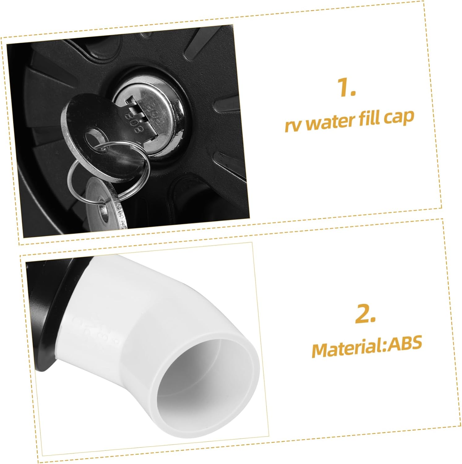 Rv Water Fill Inlet Locking Gravity Feed Water Filler Cap Easy Installation Modern Black Design for Travel Trailers and Campers