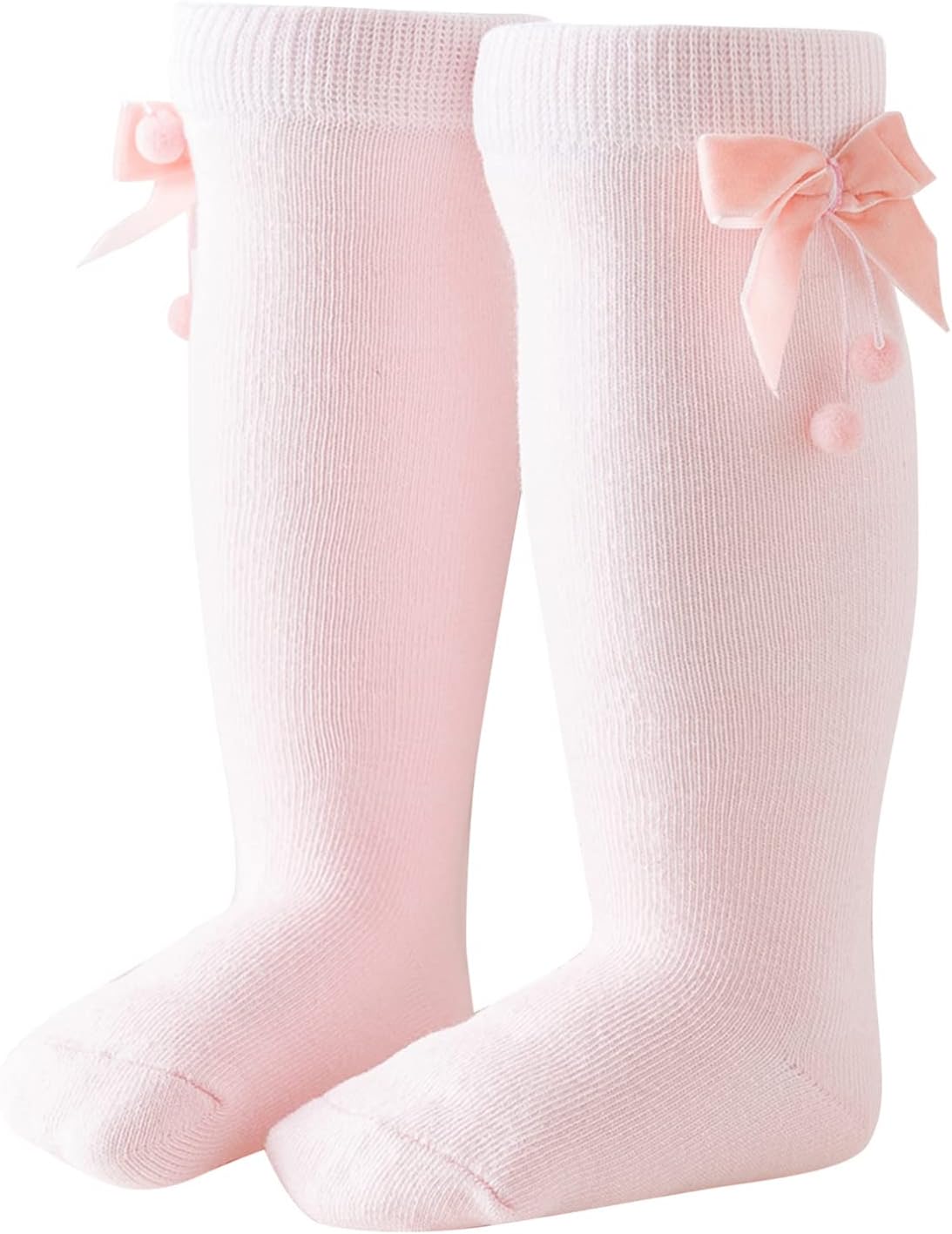 iiniim Baby Girls Knee High Socks Toddler Bowknot Breathable Dress Socks Cotton Tube Uniform Stockings