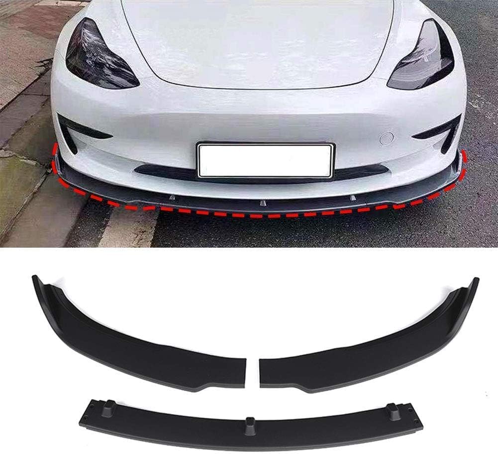 Front Bumper Lip Spoiler for Tesla modèle 3 2016-2019,Car Lower Bumper Lip Splitter Spoiler trim accessories,C-Matte