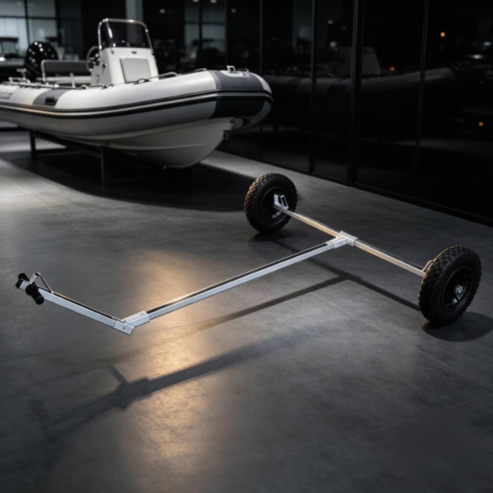 MERIGLARE Chariot de Voilier Remorque Bateau Diable Transport Support Aluminium Épais Pads Antidérapants Roues Souples Prise Main Confortable Adapté au Port Promenade Côtière Hangar Nautique