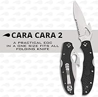Vista 2 de Spyderco Cara Cara 2 CombinationEdge - Cuchillo ligero con abridor Emerson, mango FRN y hoja de acero 8Cr13MoV completamente plana - BY03PSBK2W