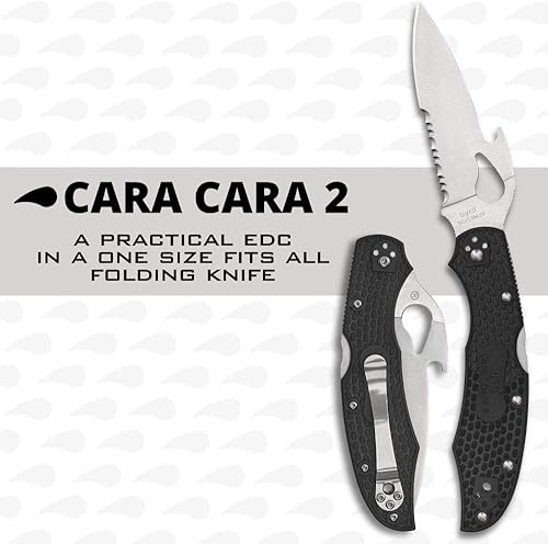 Miniatura 2 de Spyderco Cara Cara 2 CombinationEdge - Cuchillo ligero con abridor Emerson, mango FRN y hoja de acero 8Cr13MoV completamente plana - BY03PSBK2W