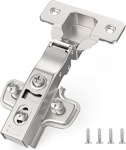 Furniware 2 x 3D Concealed Total Soft Close Hinges - Angle 45°-105° Self Closing Satin Nickel Clip-on Stainless Steel for Cabinet/Kitchen Doors