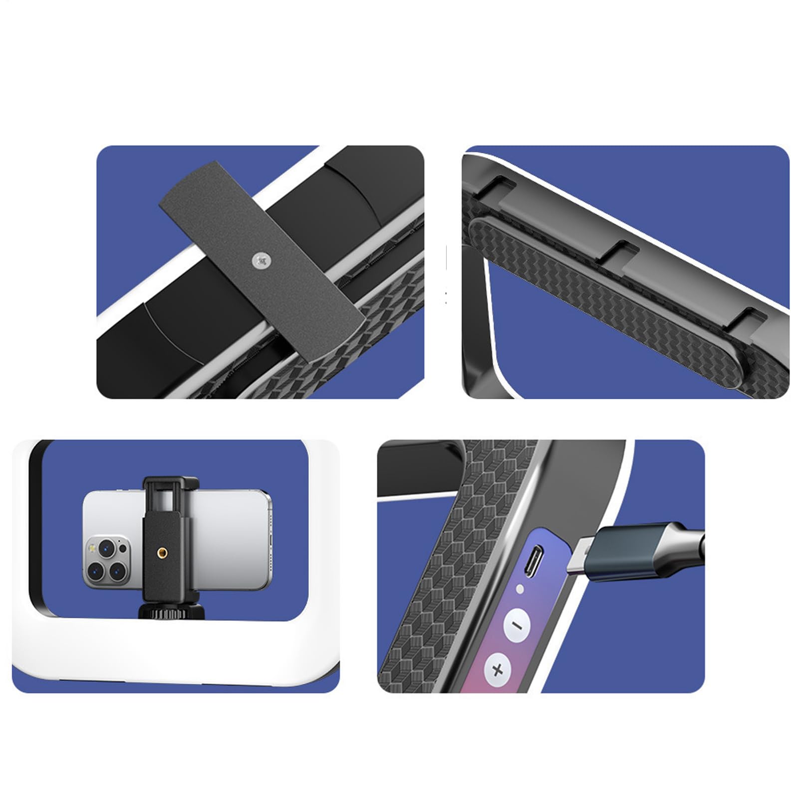 Luce Per Foto E Selfie Con Smartphone, Anello LED Regolabile Portatile con Supporto, Accessori Video per Blog, Vlog, Riprese, Streaming e Attività Acquatiche