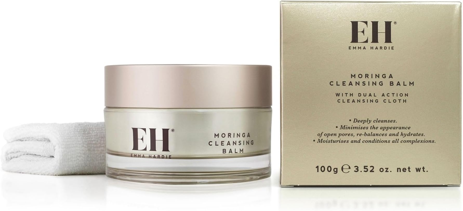 Moringa Cleansing Balm 100g with Cleansing Cloth, Award-Winning Balm, Dissolves Makeup, SPF & Daily Build-Up, Moringa Seed Extract, Vitamins C & E, Suitable for All Skin Types
