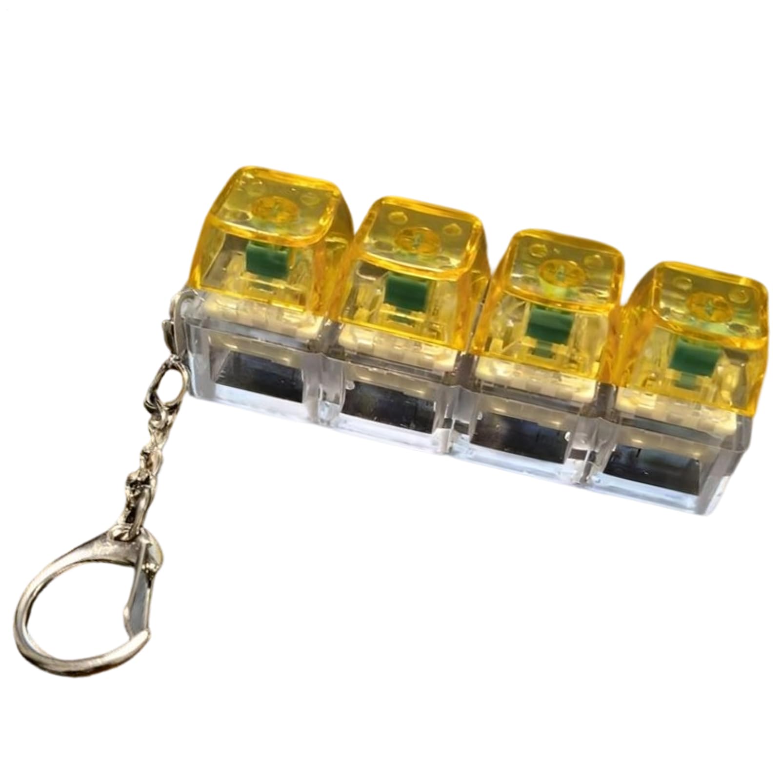 Keyboard Fidget Toy Light Up, Transparent Portable Led Keyboard Fidget Clicker 4 Button, RGB Lights Mechanical Keyboards Keyring Fidgets Keychain For Stress Relief Family Travel Home School