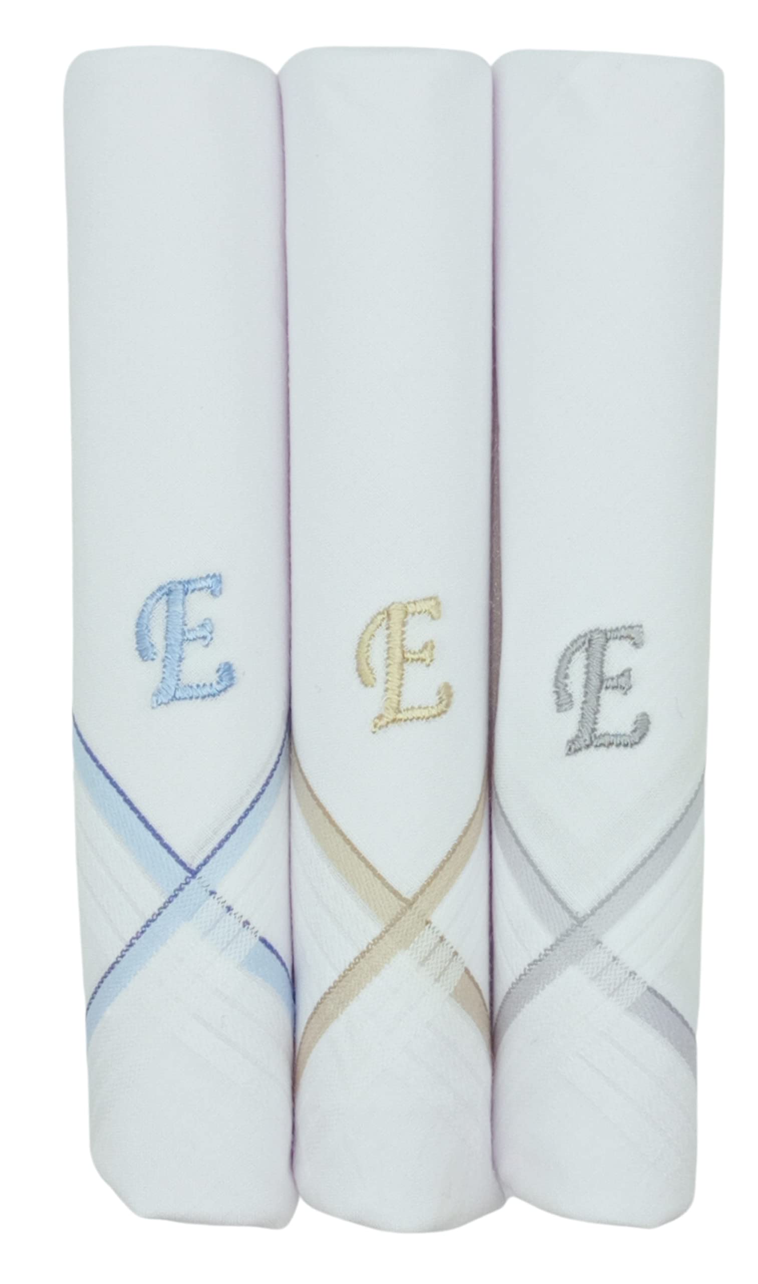 Concerto Men's Fine Cotton (White) Embroidered Initial Handkerchief (Pack of 3) (Size 48 cms * 48 cms) - (A-Z)