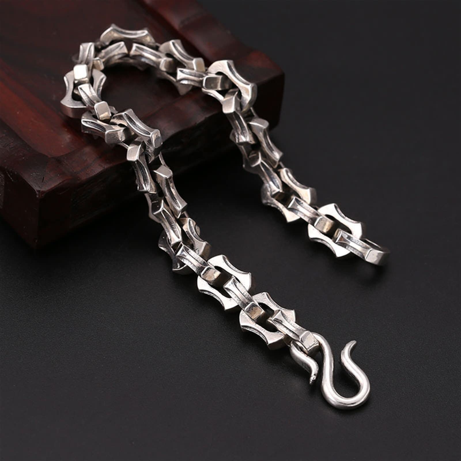 Herrenarmband S925 Sterling Silver 10 mm Braccialetto for uomini retrò thai argento prepolaio a catena quadrata argentum gioielli