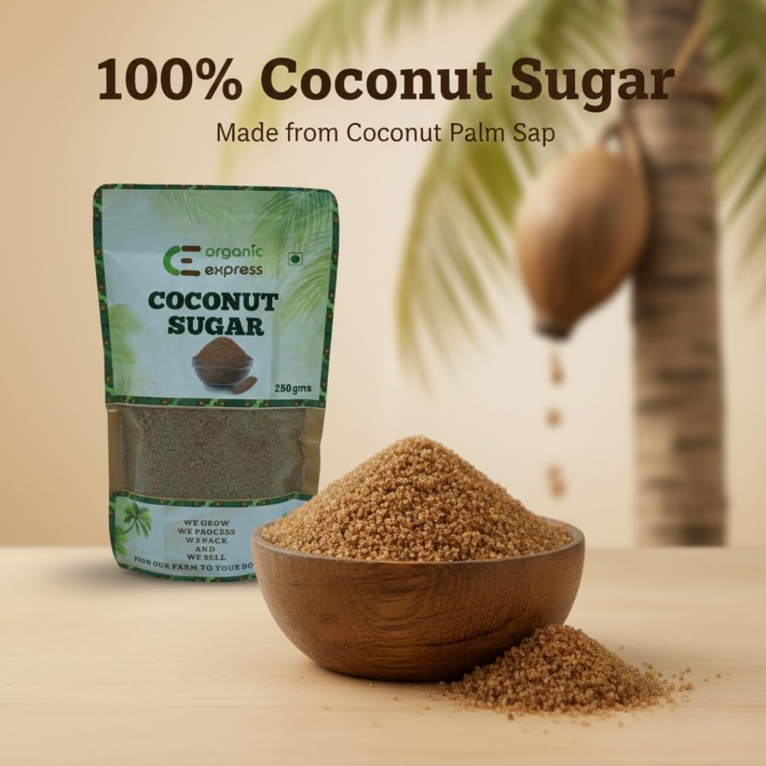 Organic Express Coconut Sugar Organic | 250 gram | Natural Sweatner | Recommended for Health concious and diebetic patient | Natural, Unrefined, Chemical free sugar 3