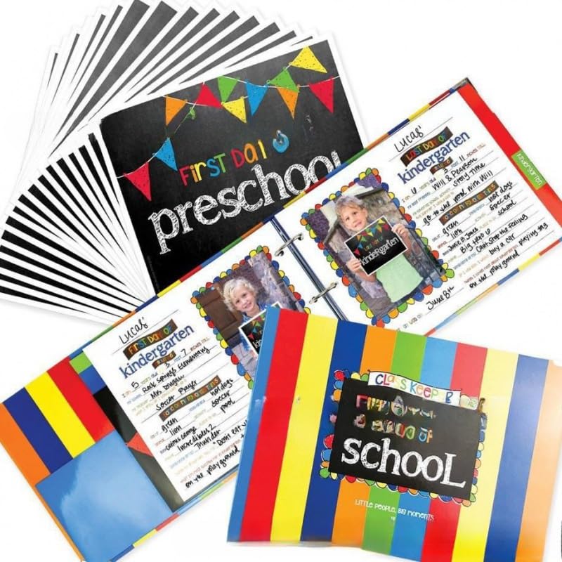 Auosxny Easiest School Days Memory Album, First & Last Day of School Memory Book, Kids School Keepsake Album, Class Keeper Photo Organizer, for Preschool to College(Boy)