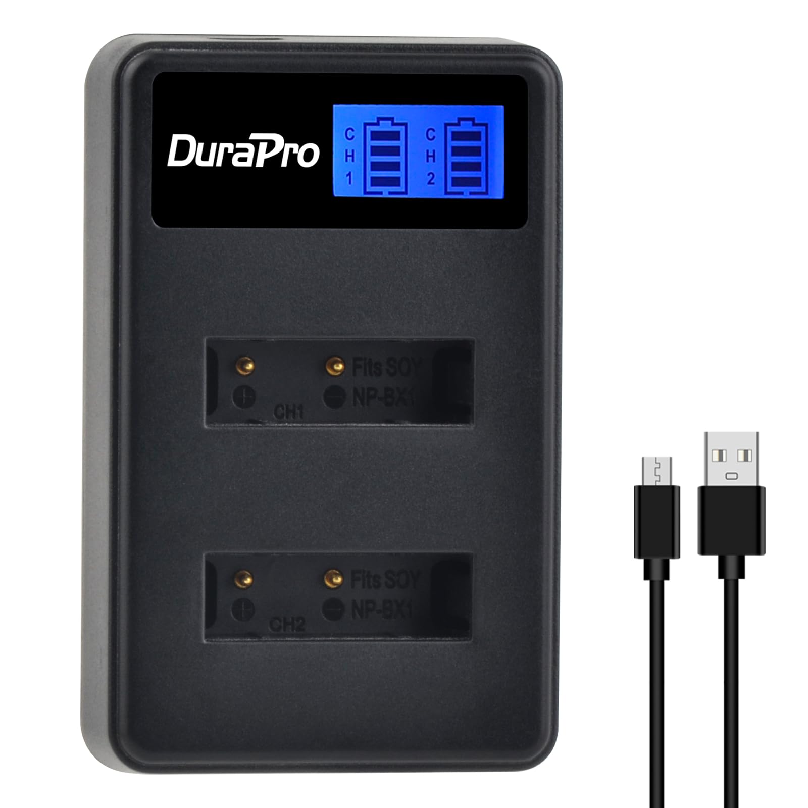 Durapro 4X NP-BX1 Akku + LCD Dual USB Ladegerät für Sony NP-BX1 Akku Sony DSC-RX100 RX100 II DSC-WX500 HX300 HX400V WX300 WX350 HDR AS100v AS200V AS15 AS30V AS300 M3 M2 Camcorders