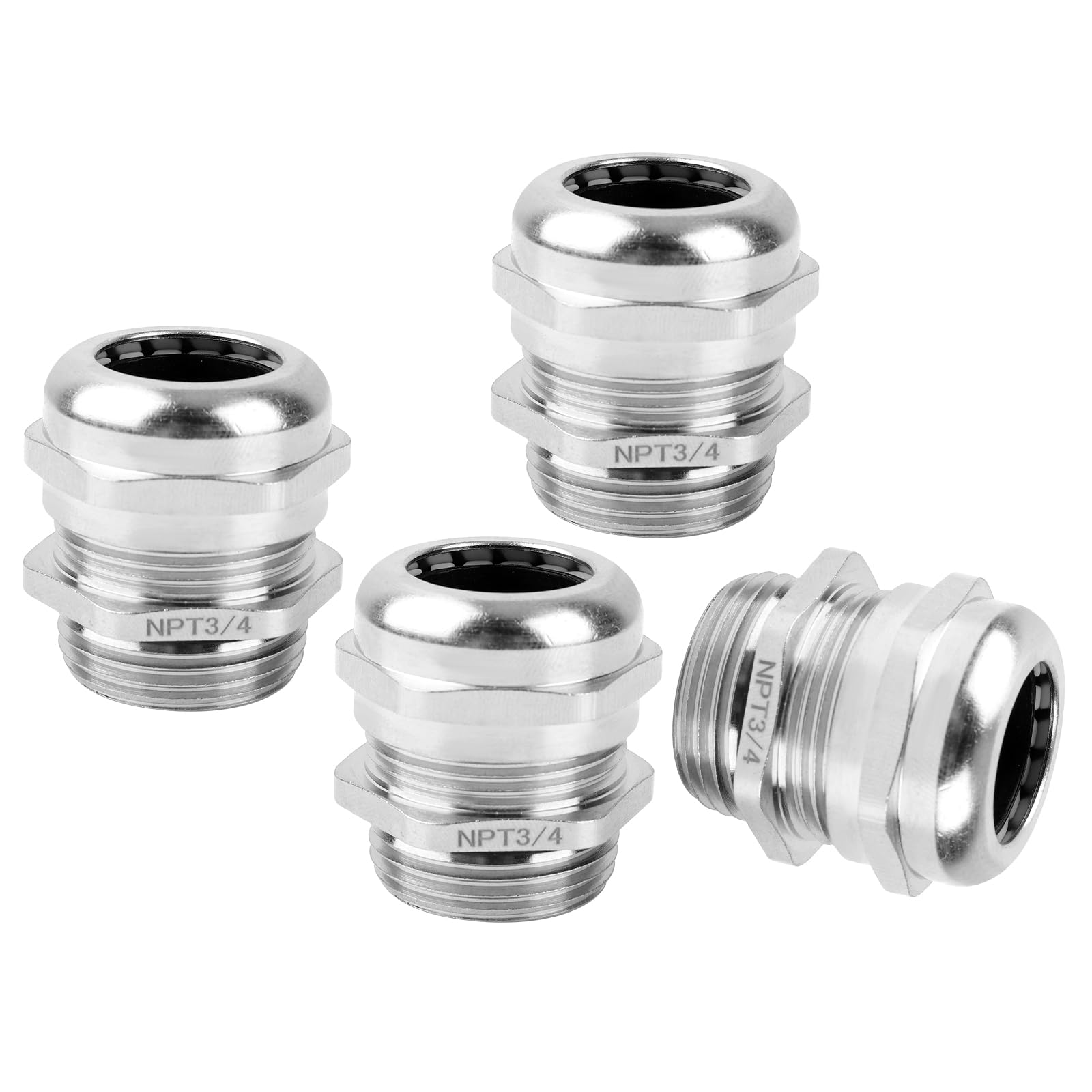 4 Pcs NPT 3/4" Nickel-Plated Copper Waterproof Cable Gland, IP68 Waterproof Cable Gland Adjustable 13-18mm Cable Connectors