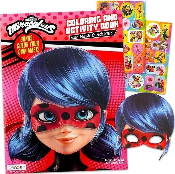 Miraculous Disney Bundle Ladybug Activity Set for Kids - with 80pg Coloring Book, Grab n Go Play Pack, Imagine Ink Stickers, and More ( Party Supplies)