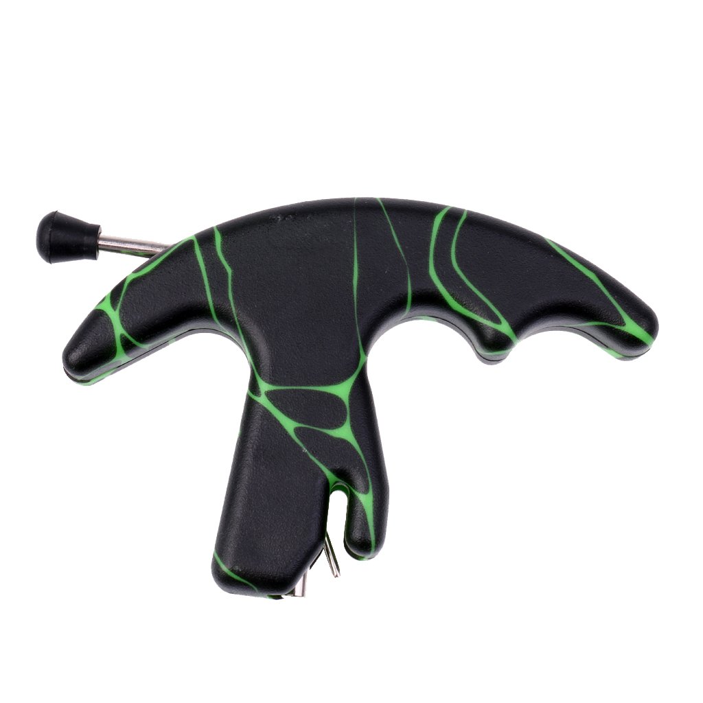 MagiDeal 4 Colors Release Aid Archery Shooting Gear Locks on the Bow String Thumb Trigger for Compound Bow Shooting Practice - green