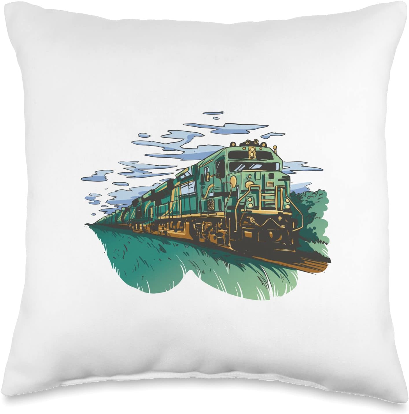 Locomotive Train Throw Pillow, 16x16, Multicolor