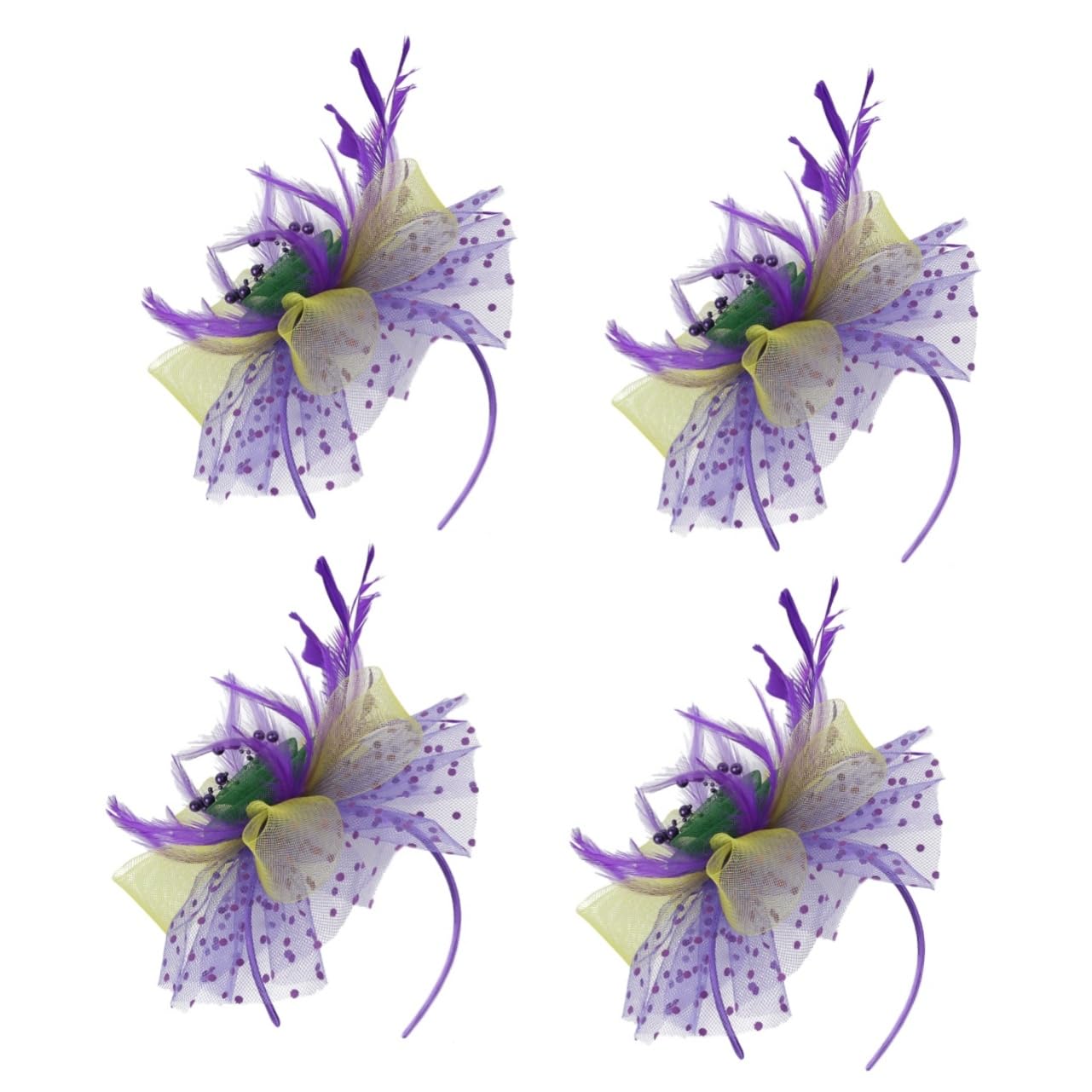 Abaodam 4pezzi Fascinator Da Sposa Con Fiori Colorati e Rete Per Tea Party e Matrimonio Accessorio Elegante Per Donne Per Cerimonie e Occasioni Speciali