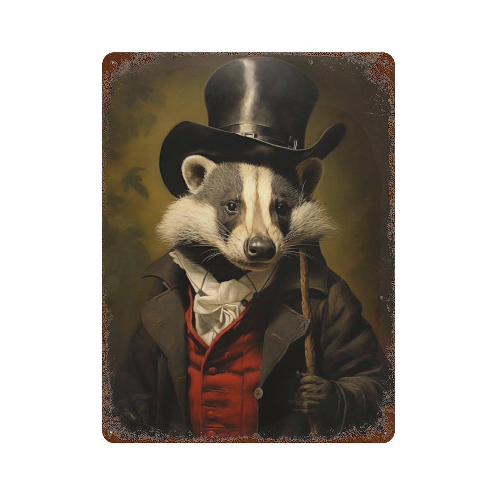 Garage Style Badger in Suit Distressed Metal Wall Sign 15.7"x11.8", Novelty Wall Decor for Bar And Workshop