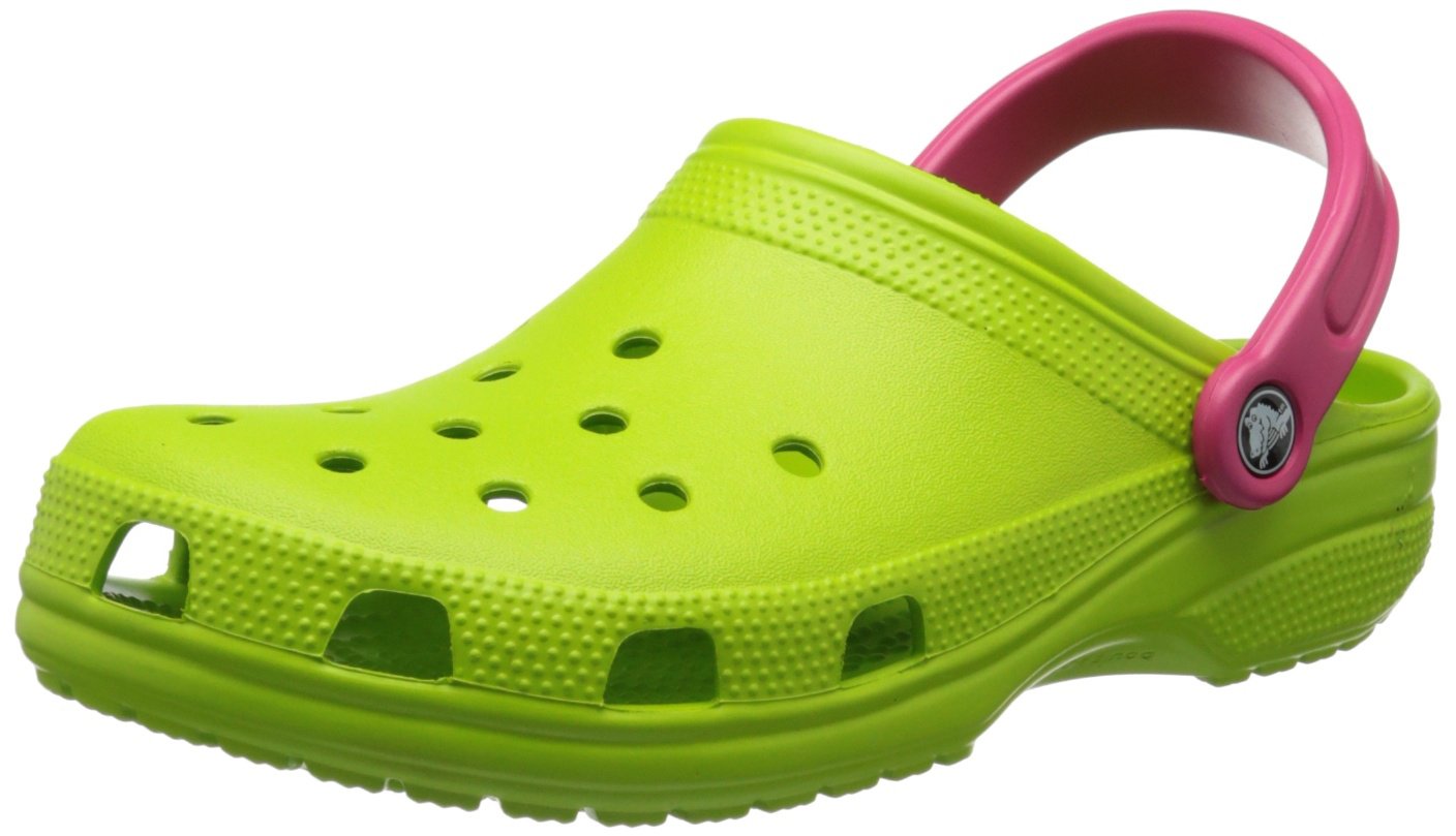 Crocs Men's and Women's Classic Clog, Volt Green/Raspberry, 8 Women/6 Men