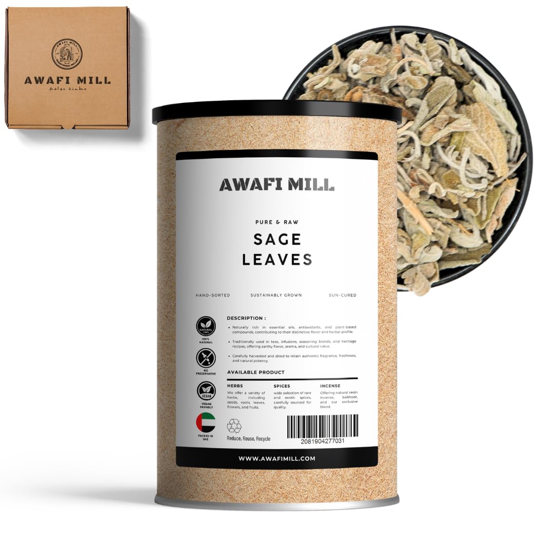 AWAFI MILL California White Sage Leaves (Salvia apiana) | Dried Aromatic Leaves for Incense, Bakhoor Burners & Simmer Pots | Camphoraceous, Herbal Aroma - 100 g | 3.5 Oz