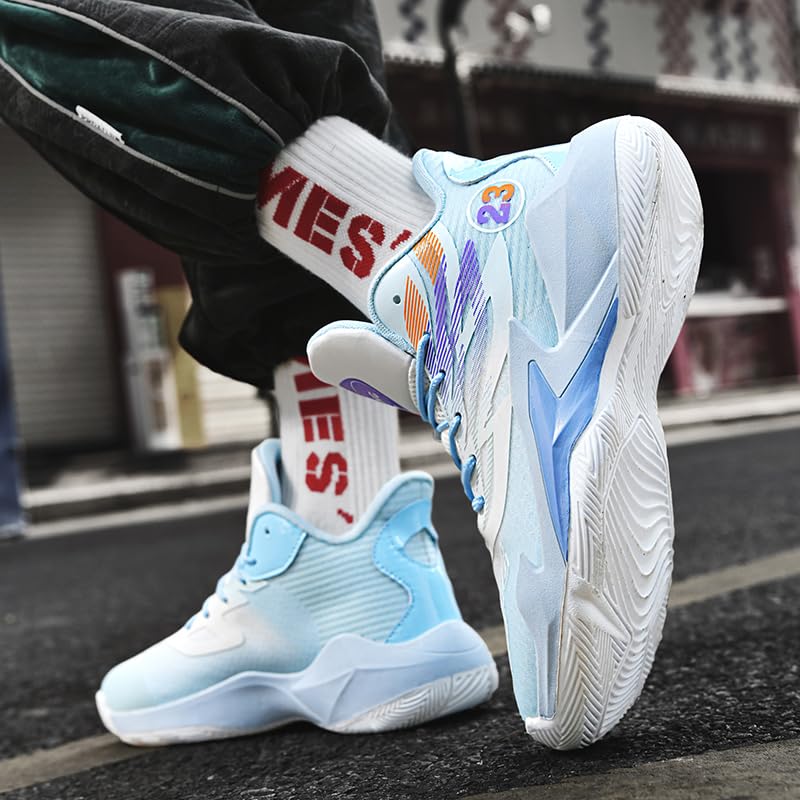 Image of Basketball Shoes for Womens Mens High Top Colorful Volleyball Fashion Breathable Sneakers Lace Up Sport Outdoor Lightweight Non Slip Shoe