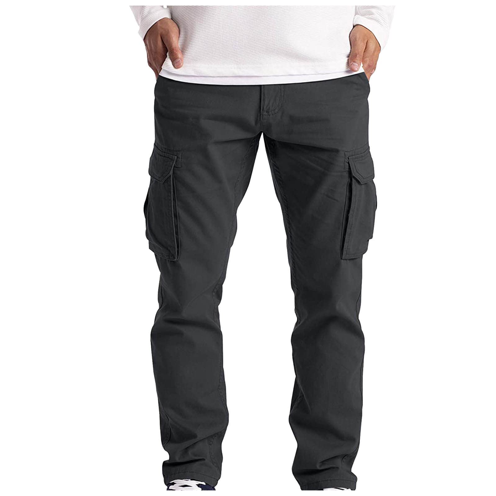 Lightweight Work Pants for Men Men's Slim Fashion Solid Color Casual Pants Multi Pocket Straight Cargo Pants
