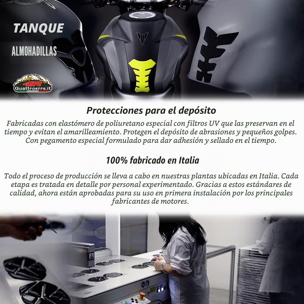 4R Quattroerre.it 1888 Pegatina Para el Depósito de la Moto Slim Short, Transparente