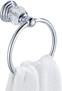 WOLIBEER Chrome Towel Ring, Silver Hand Towel Holder Round Crystal Bathroom Towel Rack Wall Mounted