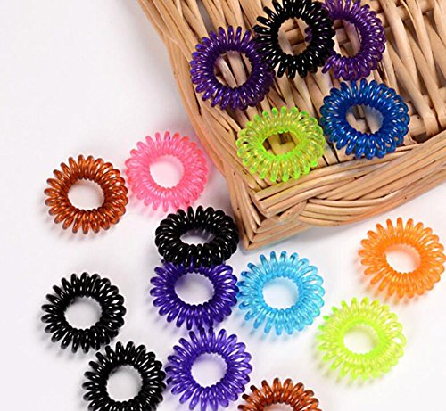20pc Mix Color Phone Cord Twisted Plastic Gummy Hair Bobbles Elastics Ponytail Hold