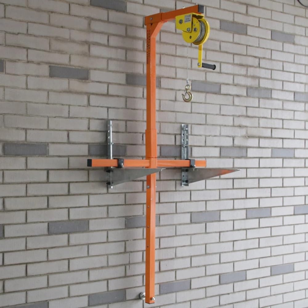 Air Conditioner Outside Installation Lifting Tool, Hand Winch + Folding Hanger, Manual Crane Tool MINGPING(Rope 66FT)