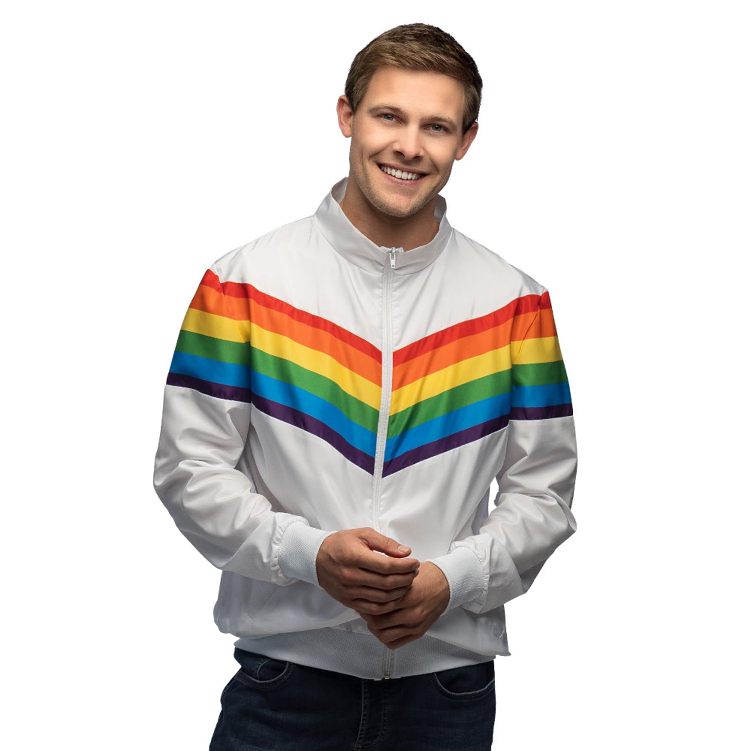 Boland - Vintage Rainbow Tracksuit Jacket, Costume for Men in Retro Style, Group Costume for Theme Parties or Carnival