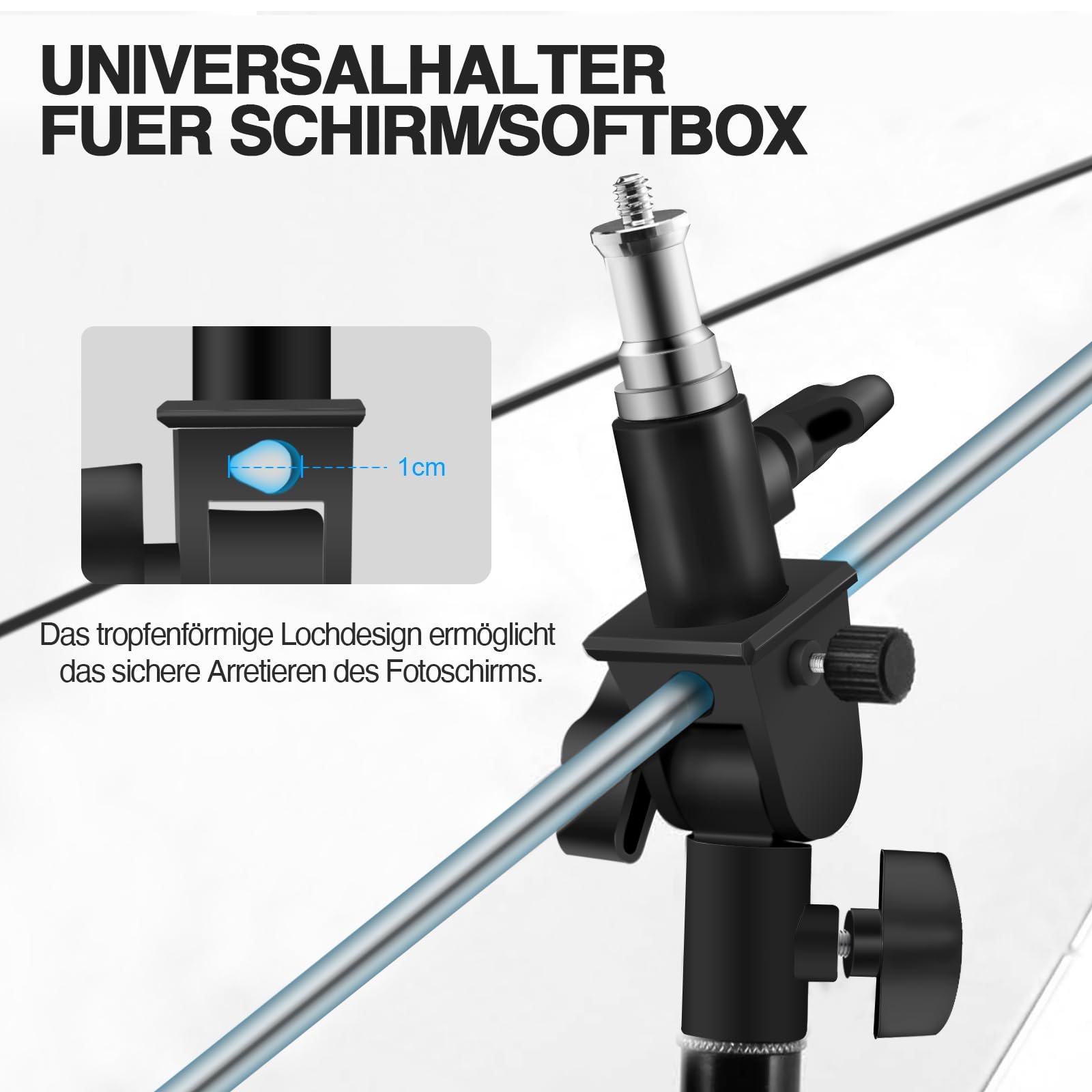 Wellmaking 2er-Set U-förmiger Neigungsadapter für sowohl Schirmständer als auch Lampenstative, mit Standard-1/4"-auf-3/8"-Metall-Schraubanschluss (Außengewinde) und Blitzschuh-/Kaltschuhadapter