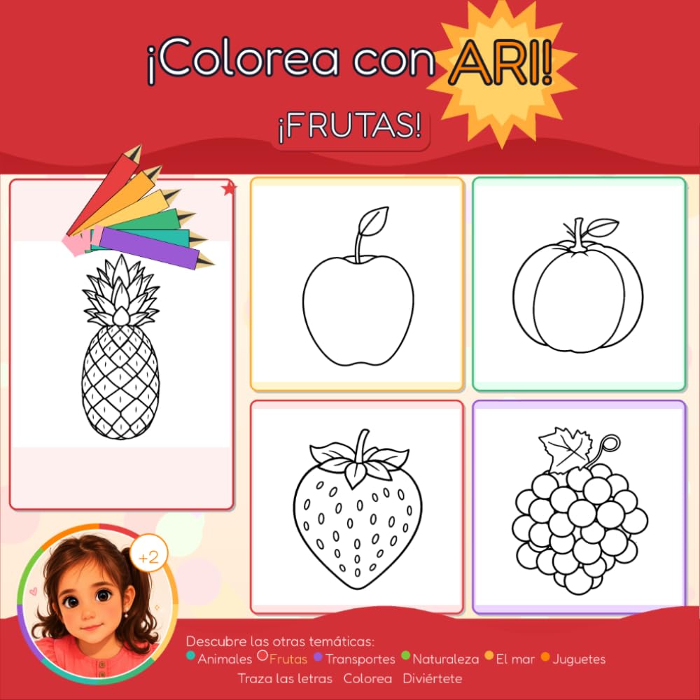 Colorea con Ari: Frutas (Pinta amb l'Ari)