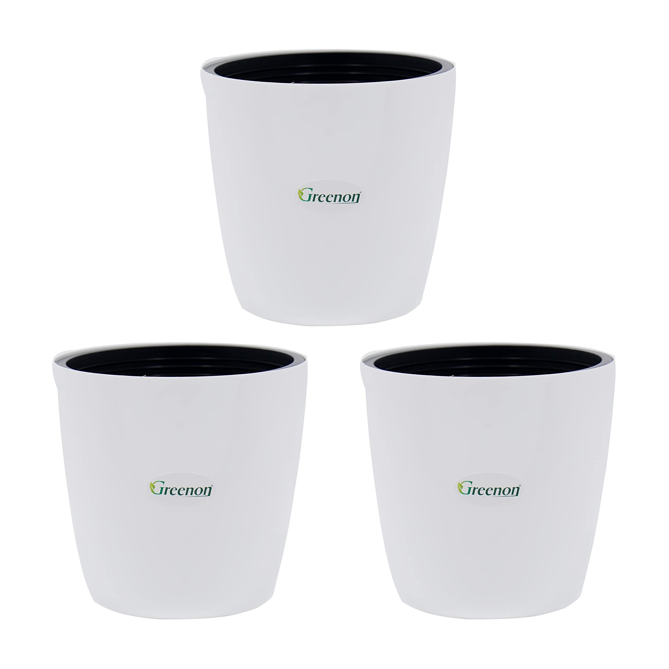 GREENON 6 Inch Plant Pot Pack of 3 (6 Pots) | Self Water | White Outer and Black Inner Planter | UnFadable Flower Pot | for Indoor and Balcony | UV Treated | Virgin Plastic Gamla (B09XFKZJN5) Amazon Price History, Amazon Price Tracker