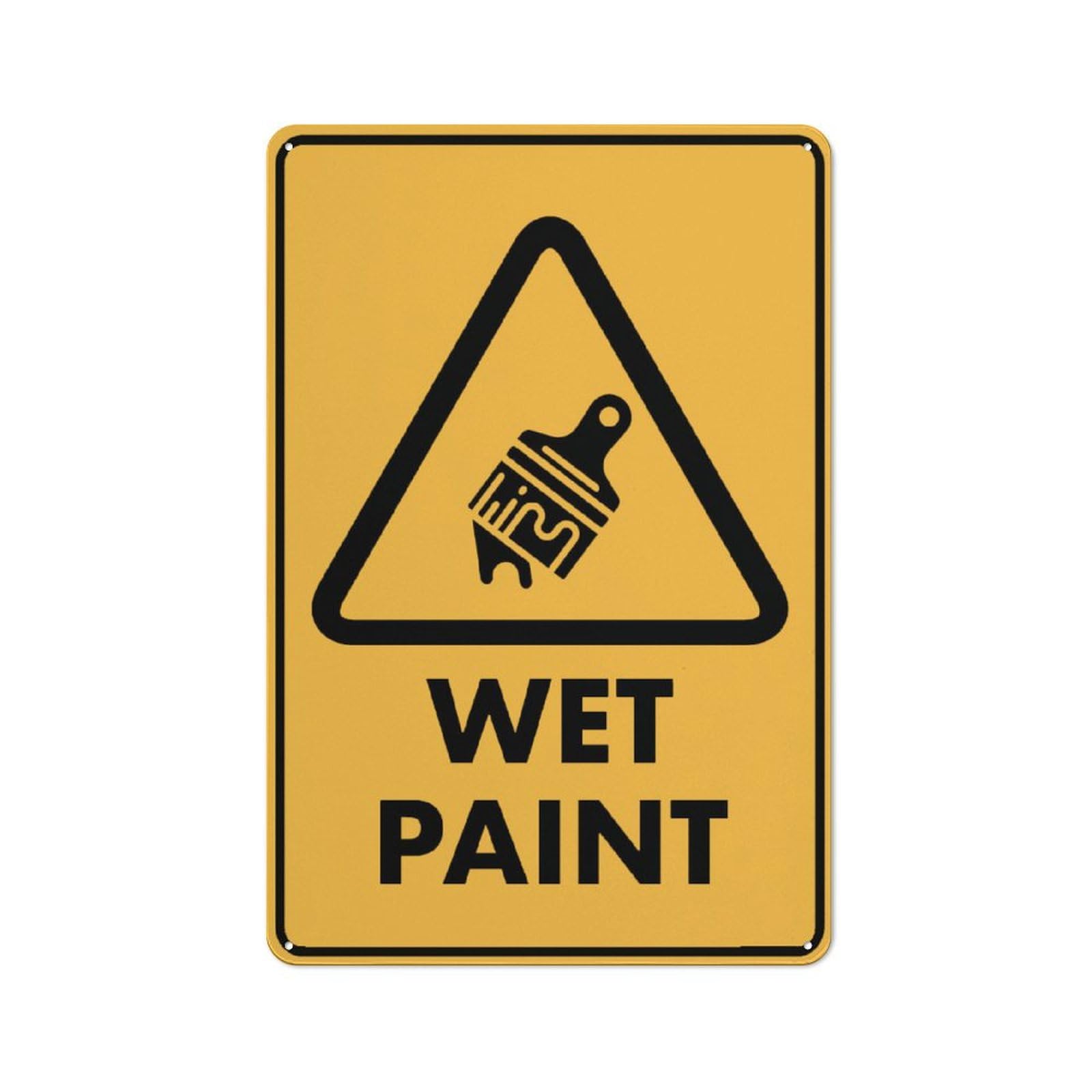 Caution - Wet Paint Sign, 8x12 Inch Rust-Free Metal Aluminum for House, Door, Office, Business, Yard, Pre-Drilled Holes, Weather Resistant