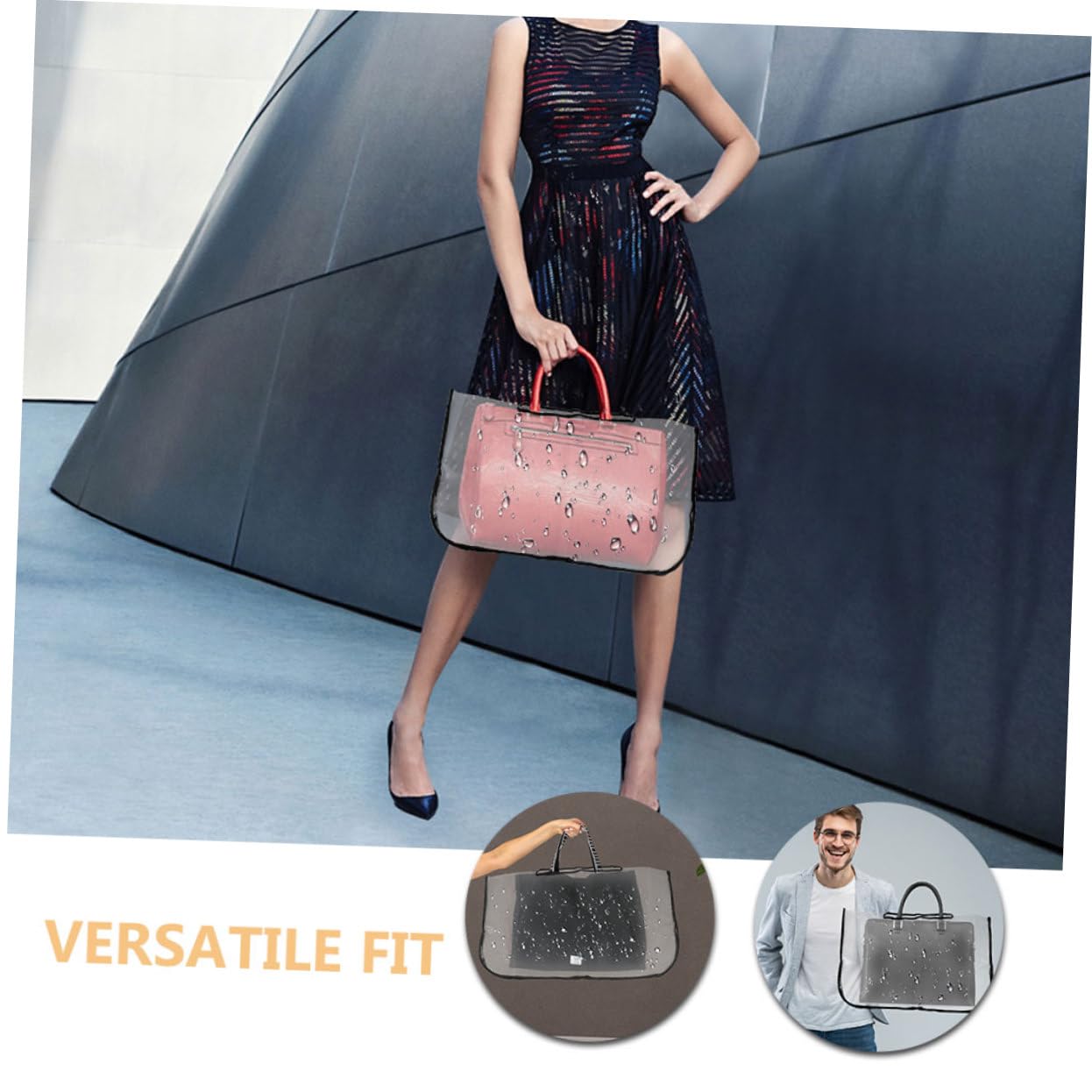 Yardwe Copriborsa Antipioggia in Eva Trasparente 2 Pezzi Bordo | Protezione Leggera e Completa, Misura Versatile per Borsa Tote e Handbag, Set da Due Pezzi, Uso Quotidiano