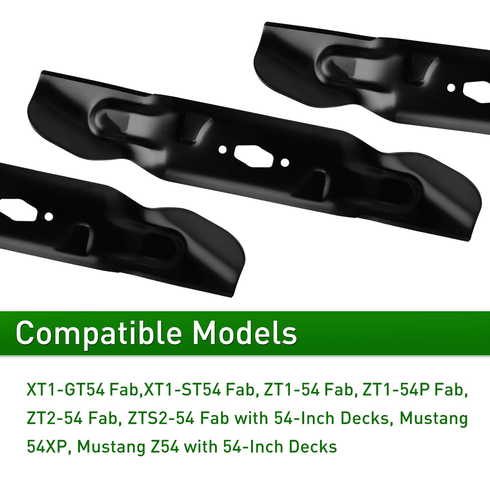 Paquete de 3 cuchillas para cortacésped de elevación ultra alta compatibles con Cub Cadet, Craftsman, MTD, Troy-Bilt (cubiertas de 54 pulgadas) – Sustituye a 742P05086, 490-110-C194, 742-05086