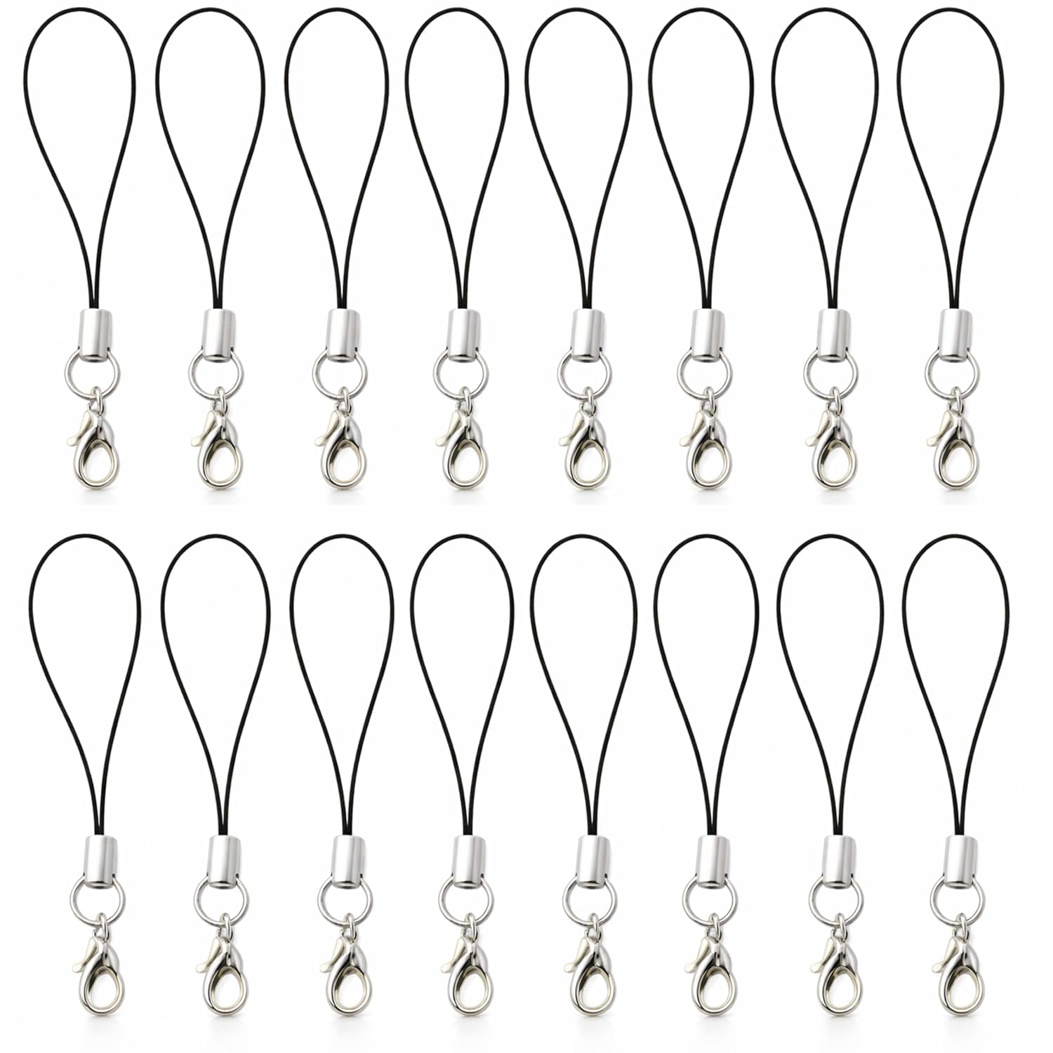 Black Phone Lanyard Straps with Metal Lobster Clasp, Universal Wrist Strap Keychain for Phone Charms, USB Flash Drives, 50 PACK.-image-0