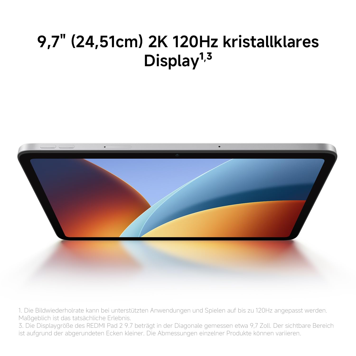 XIAOMI Redmi Pad 2 Tablet 9,7 Zoll, 4GB + 64GB, Snapdragon 6s Gen 2, 2K 120Hz Display, 7600mAh Akku, Graphite Grau, 3 Jahre Garantie, ohne Ladegerät
