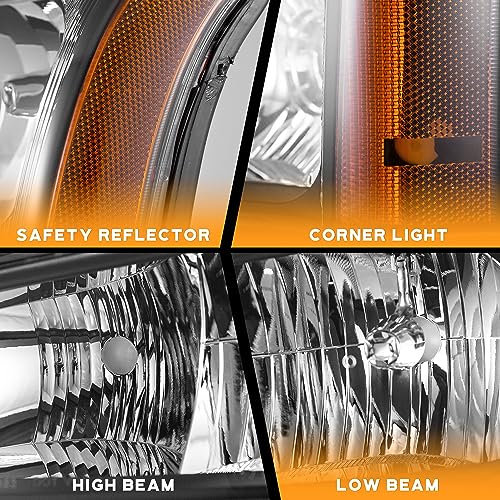 Image of WEELMOTO Halogen Headlights Assembly for 2003-2007 Chevy Silverado