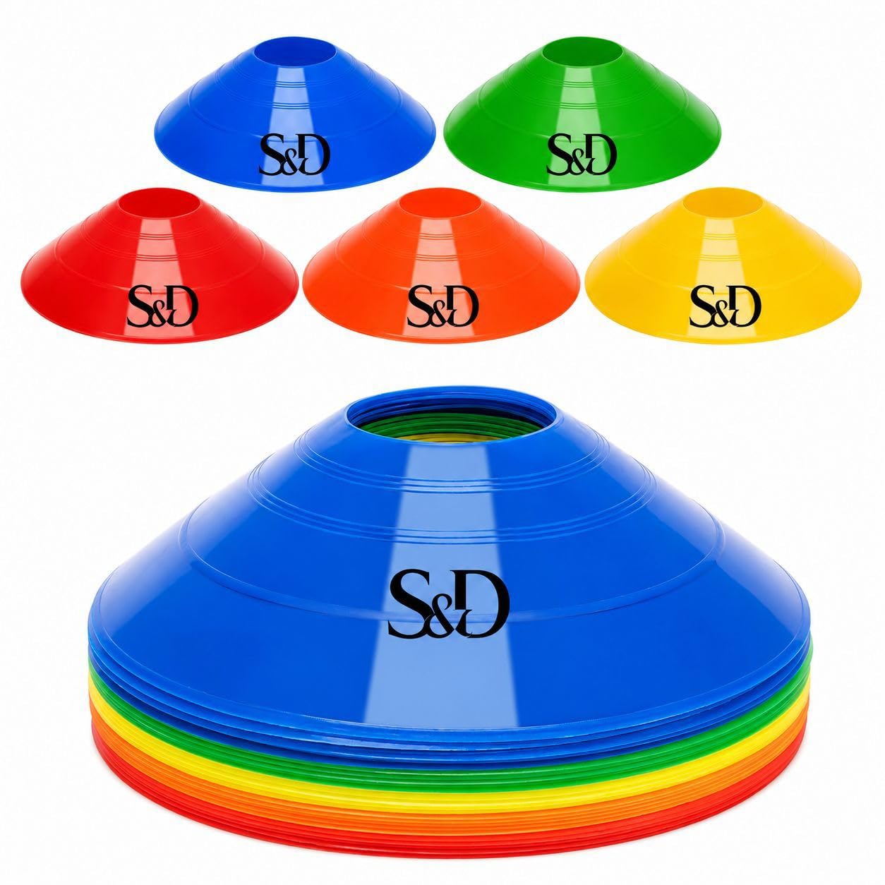 S.D Sports Cone Marker Set - Soccer Cones for Training, Football, Kids, Sports, Field Cone Markers Pro Disc Cones Set-image-4