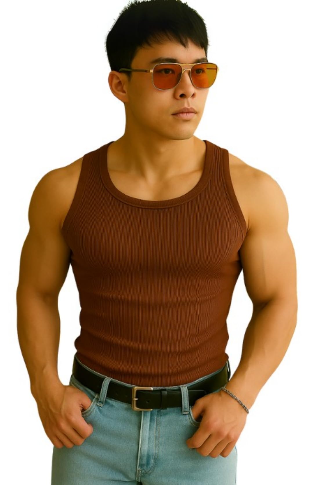 rockwell Men’s Premium Cotton Vest – Sleeveless Gym Undershirt | Breathable, Stretchable & Skin-Friendly Innerwear for Everyday Comfort | 005 (in, Alpha, L, Regular, Brown)-picture-17
