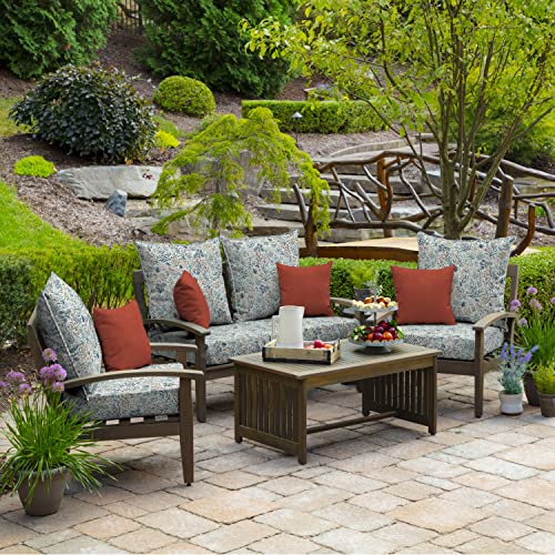 Image of Arden Outdoor Foam Deep Seat Cushions Set, 24x24, Premium High-Density Foam, Never Flattens, Weather-Proof for Patio Chair Sofa Couch, Pistachio Botanical