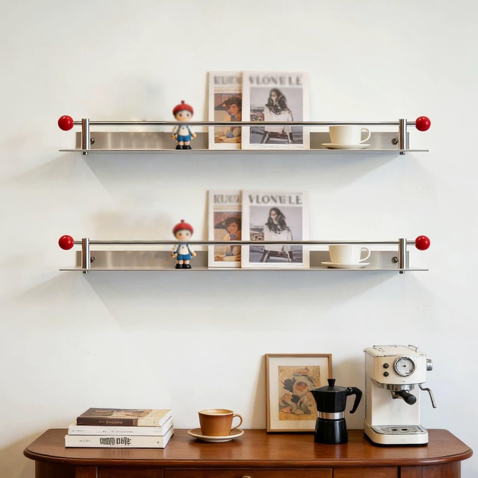 Portariviste da parete, scaffale sospeso per libri, porta dischi per negozi al dettaglio, sala d'attesa e centro commerciale, 80 cm