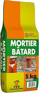 Mortier Bâtard Polyvalent 5kg - Ton Pierre - Mélange Ciment-Chaux pour Maçonnerie, Enduits et Rénovation Intérieur/Extérieur