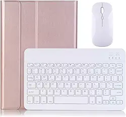 Capa Tablet + Teclado + Mouse Para iPad Pro 11 Polegadas (ouro rosa, teclado retroiluminado)
