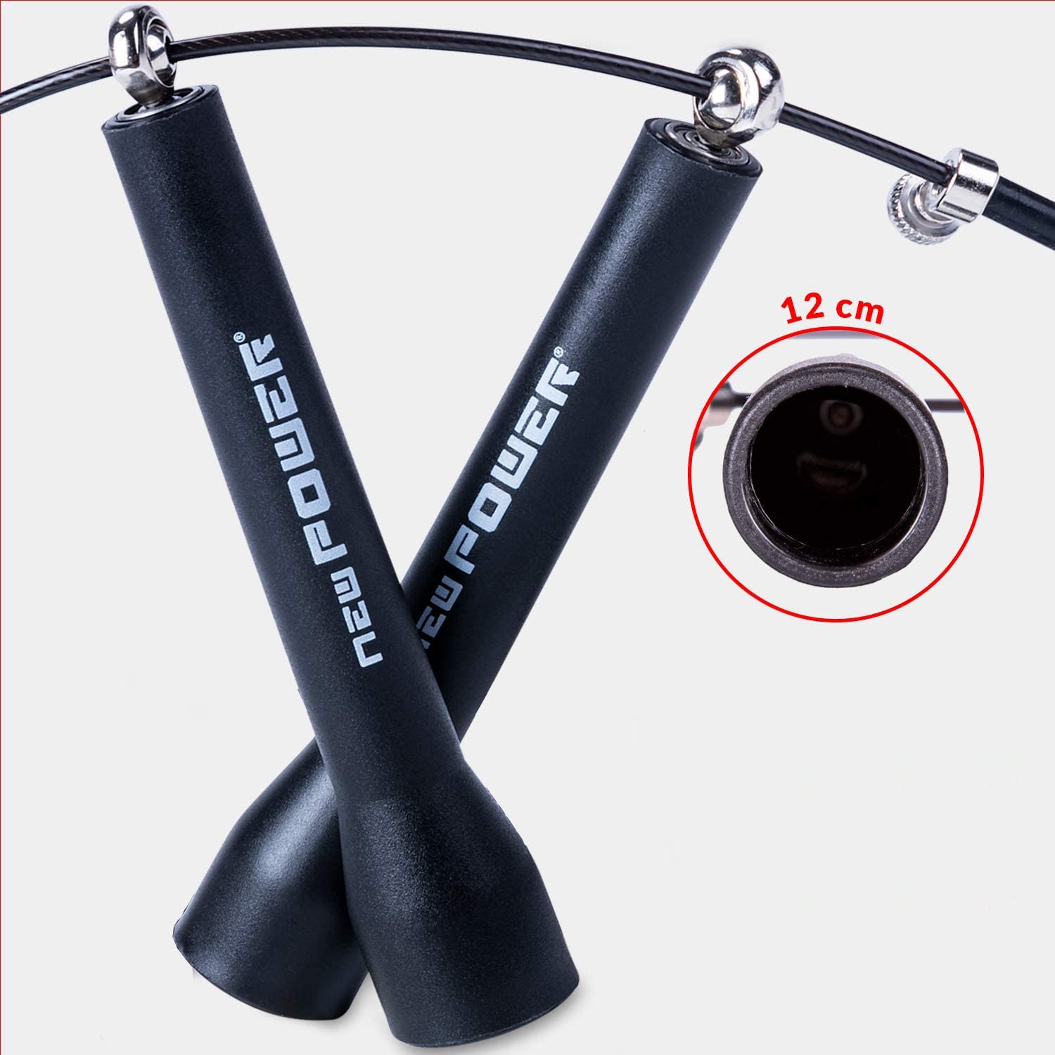 NEWPOWER Hochgeschwindigkeitsspringseil, Crossfit, Boxen, MMA aus PVC-beschichtetem Stahl, verstellbare Länge 3 m, leichtes 360-Grad-Kugellager, ideal für Doppelsprünge