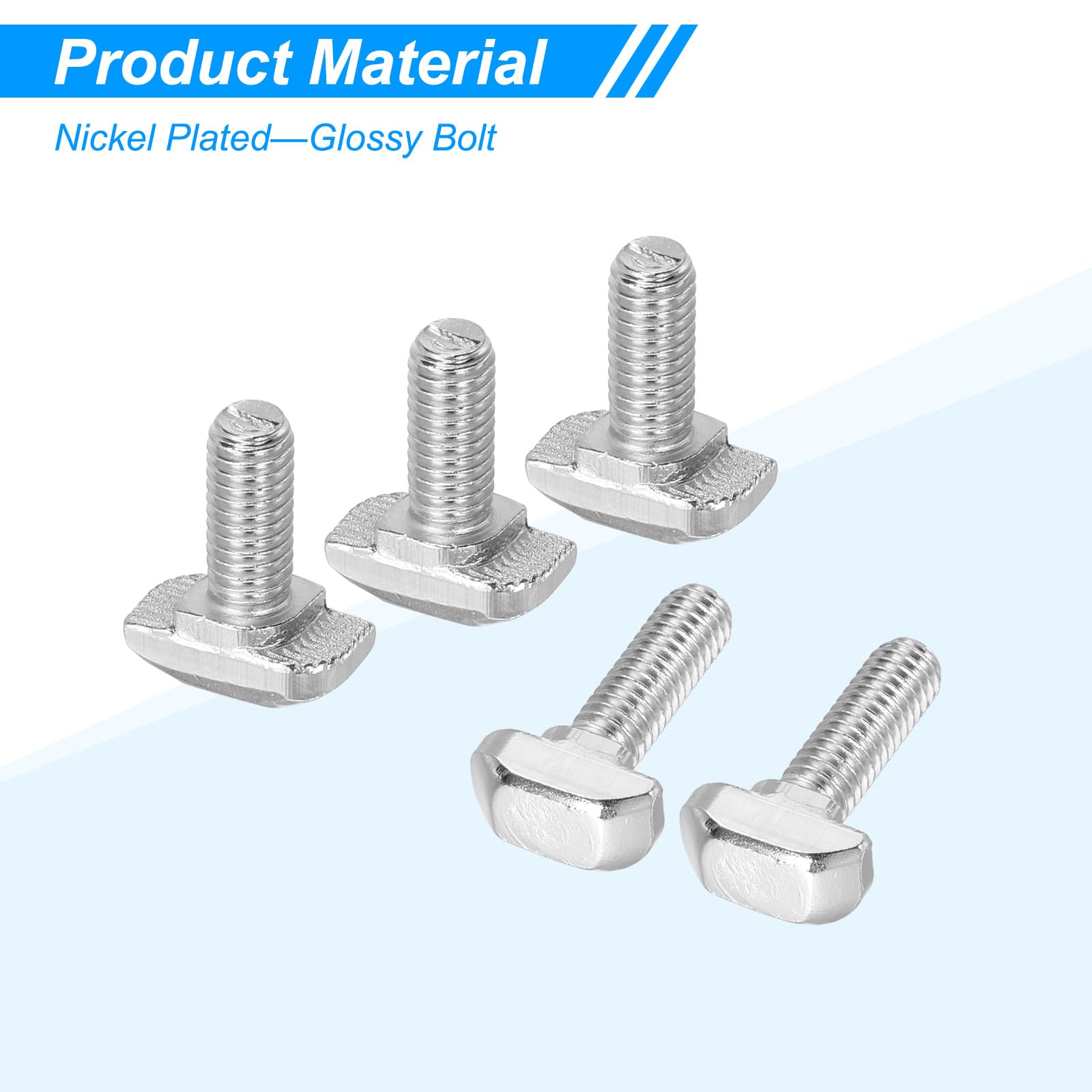 PATIKIL M6x20 Hammer Head Bolt T Screw, 10 Pcs T Slot Drop in Bolt Hammer Head Bolts with 10 Pcs Hexagon Flange Nuts for 2020 Series European Standard Aluminum Profile - Image 3
