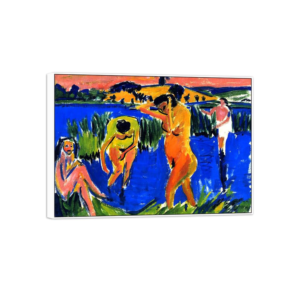 SDYSKKUG Famous Wall Art. Canvas Prints. Four Bathers.115x80cm White Frame