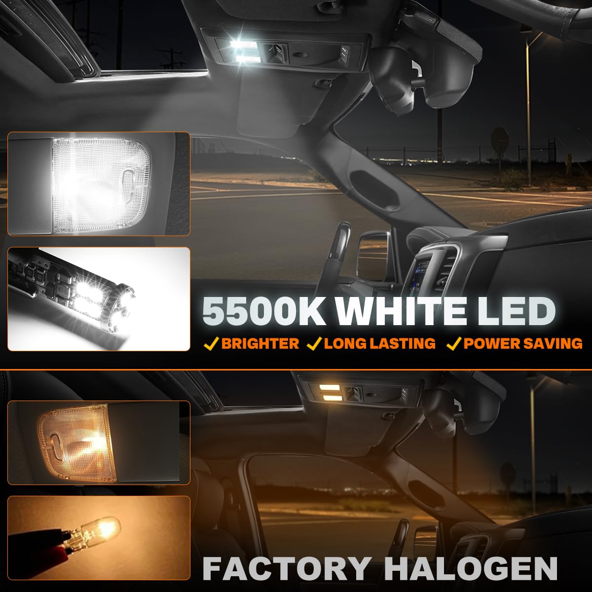 4Pcs Car White LED Interior Light Bulbs Combo Compatible with 11-22 Ford Mustang